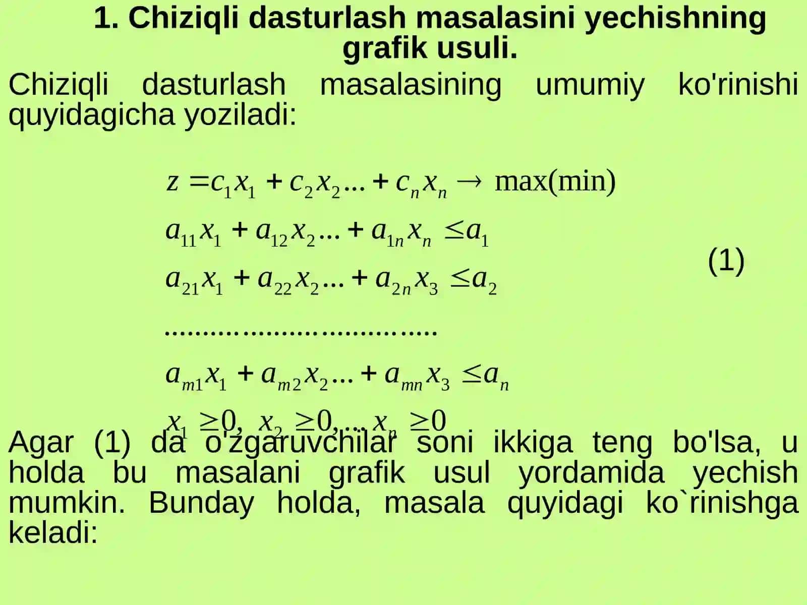 Chiziqli dasturlash masalasi 3