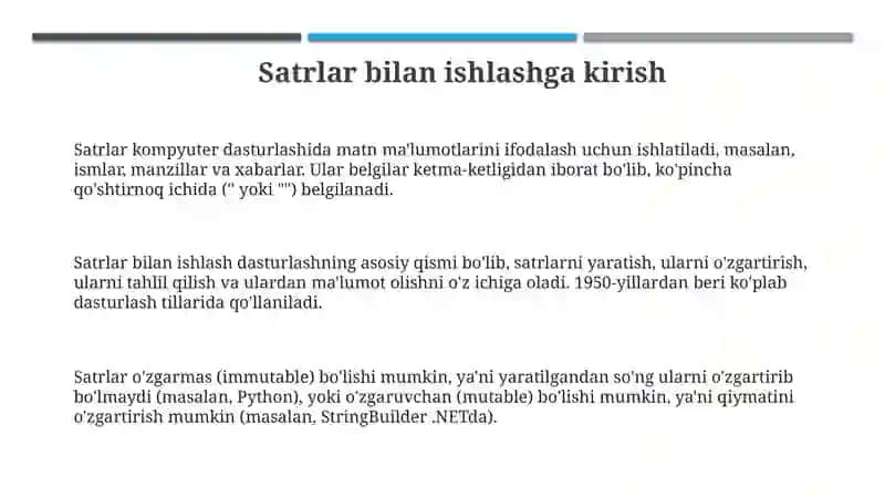 Satrlar bilan ishlash 3