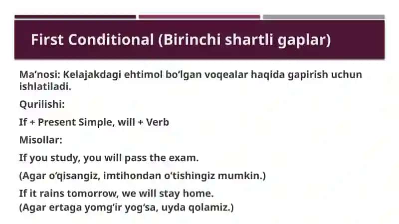 Conditional sentences (if shartli gaplar) 3