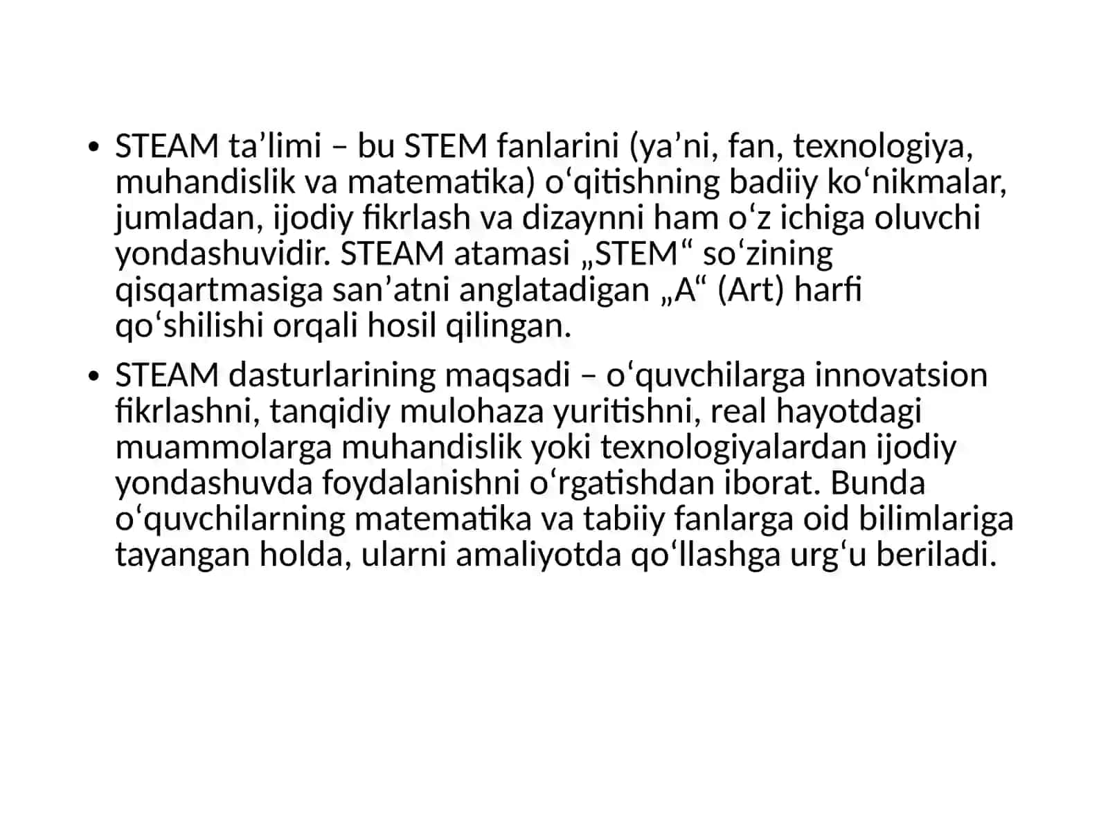 STEAM Ta'limi Metodikasi 3
