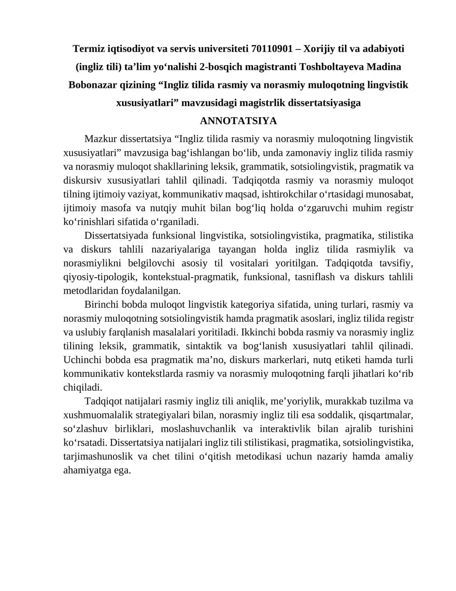 LINGUISTIC FEATURES OF FORMAL AND INFORMAL COMMUNICATION IN THE ENGLISH LANGUAGE 3