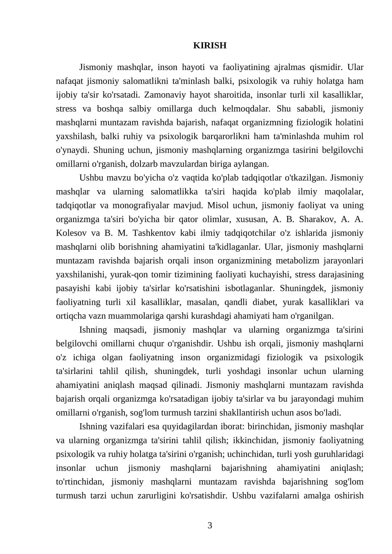 Jismoniy madaniyat nazariyasi va metodikasi fanidan tayyorlagan mustaqil ishi 3