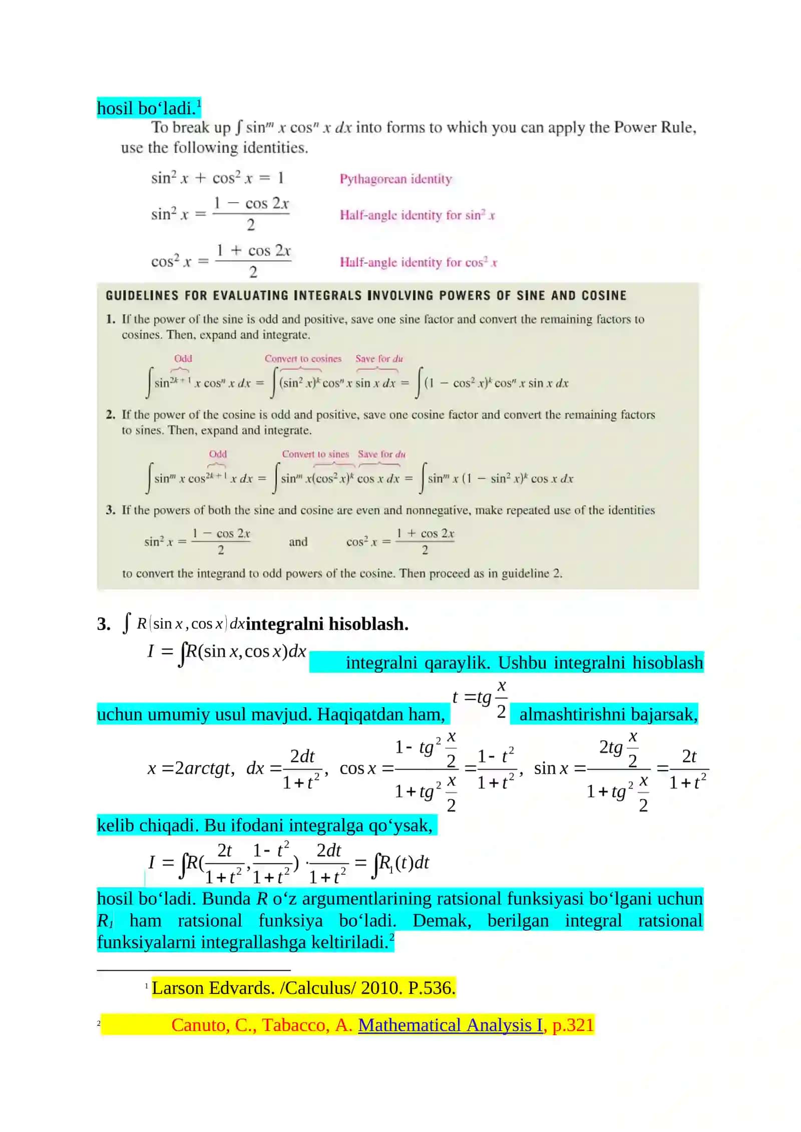 TRIGONOMETRIK IFODALARNI INTEGRALLASH 3