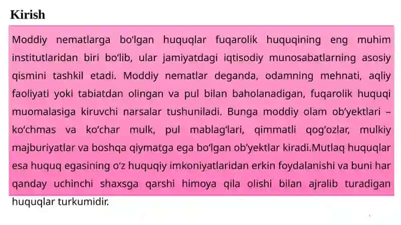 Moddiy nematlar va huquqlar 3