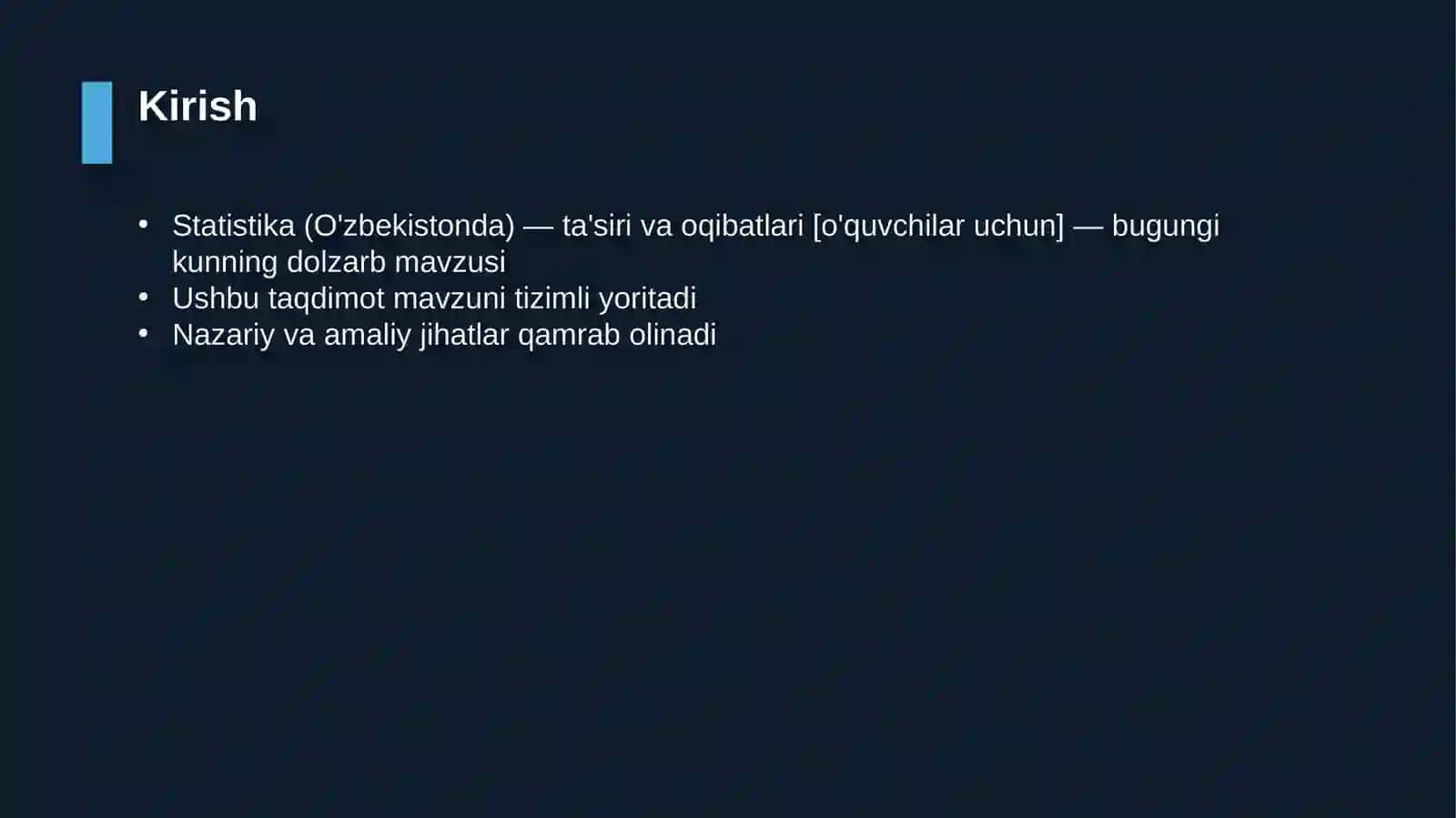Statistika (O'zbekistonda) — ta'siri va oqibatlari [o'quvchilar uchun] 3