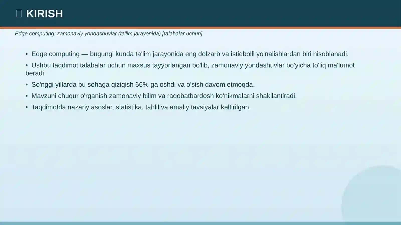 Edge computing: zamonaviy yondashuvlar (ta'lim jarayonida) [talabalar uchun] 3