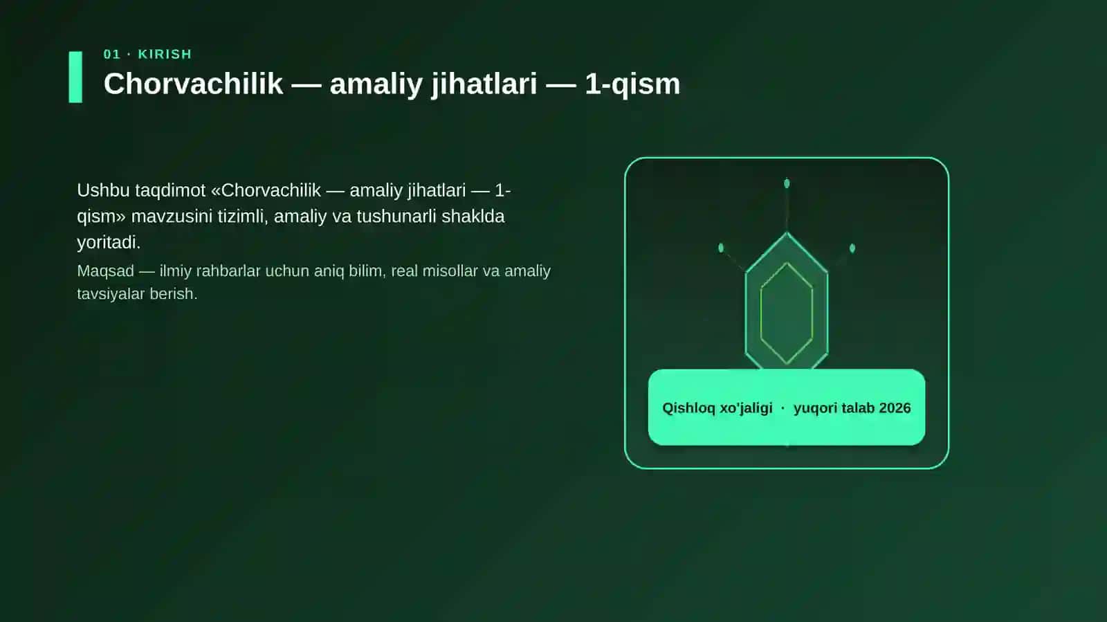 Chorvachilik — amaliy jihatlari — 1-qism 3