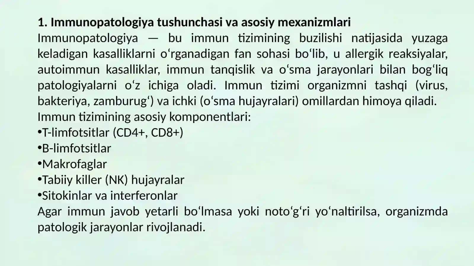 Immunopatologiya Tushunchasi va O'sma Hujayralari 3