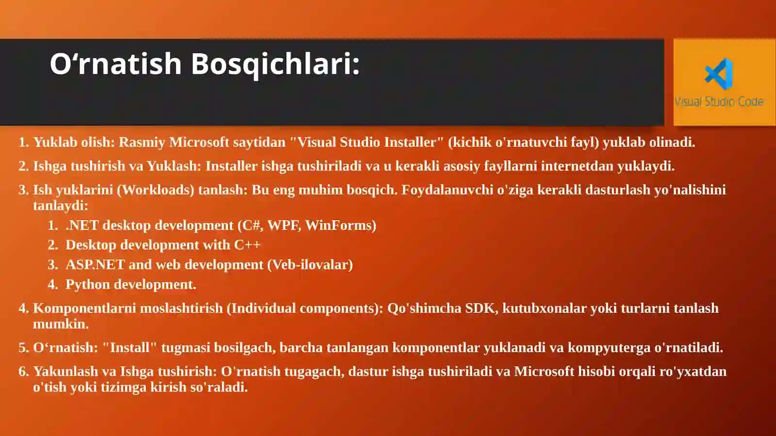 Visual Studio bilan ishlash 3
