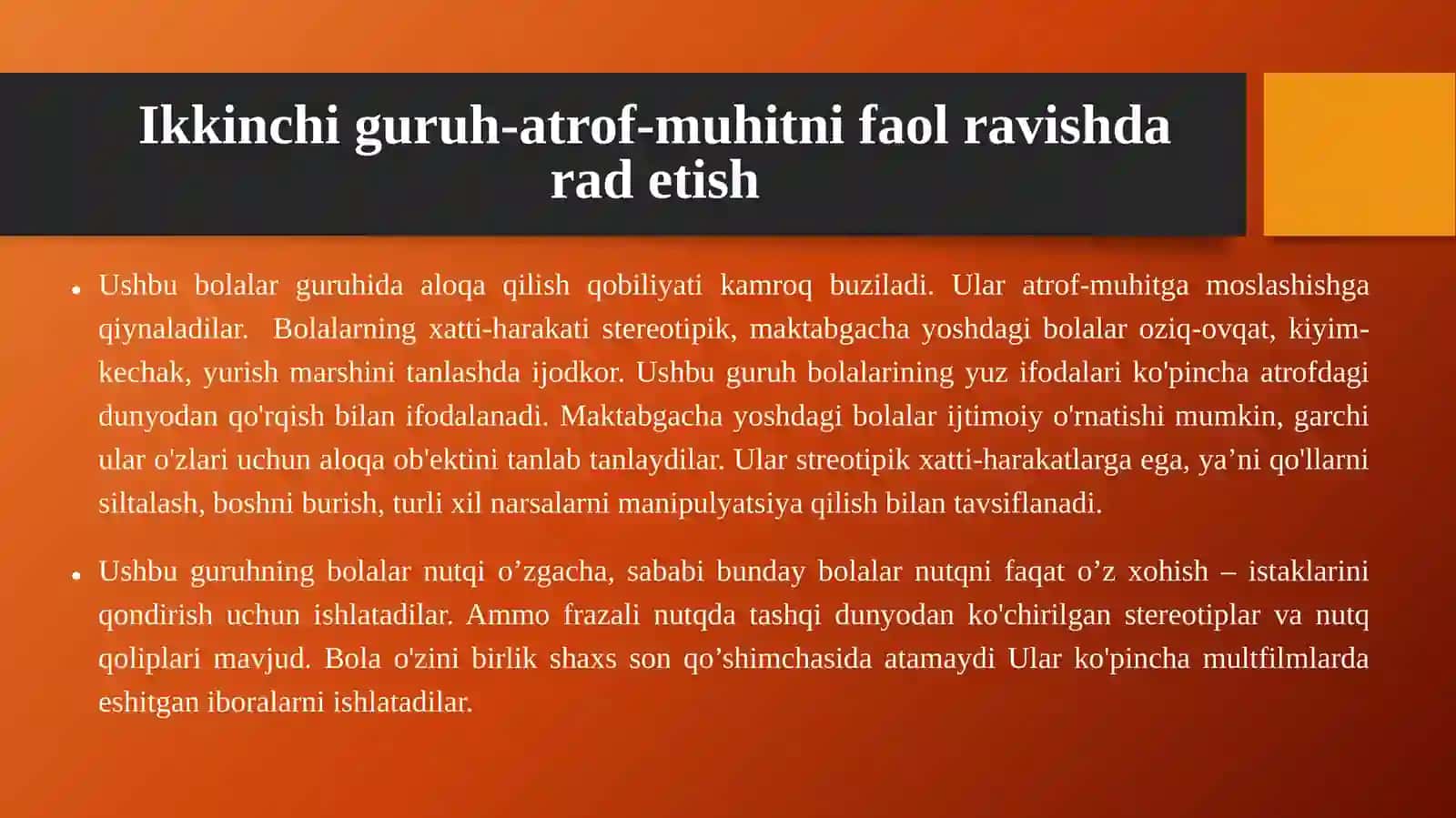 AUTIZM SINDROMINING TURLARI VA TASNIFLARI 3