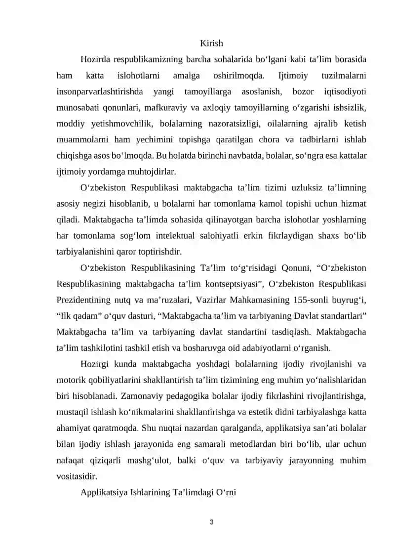 MAKTABGACHA TA'LIM MUASSASALARIDA BOLALARNI APPLIKATSIYA QILISHGA O‘RGATISH 3