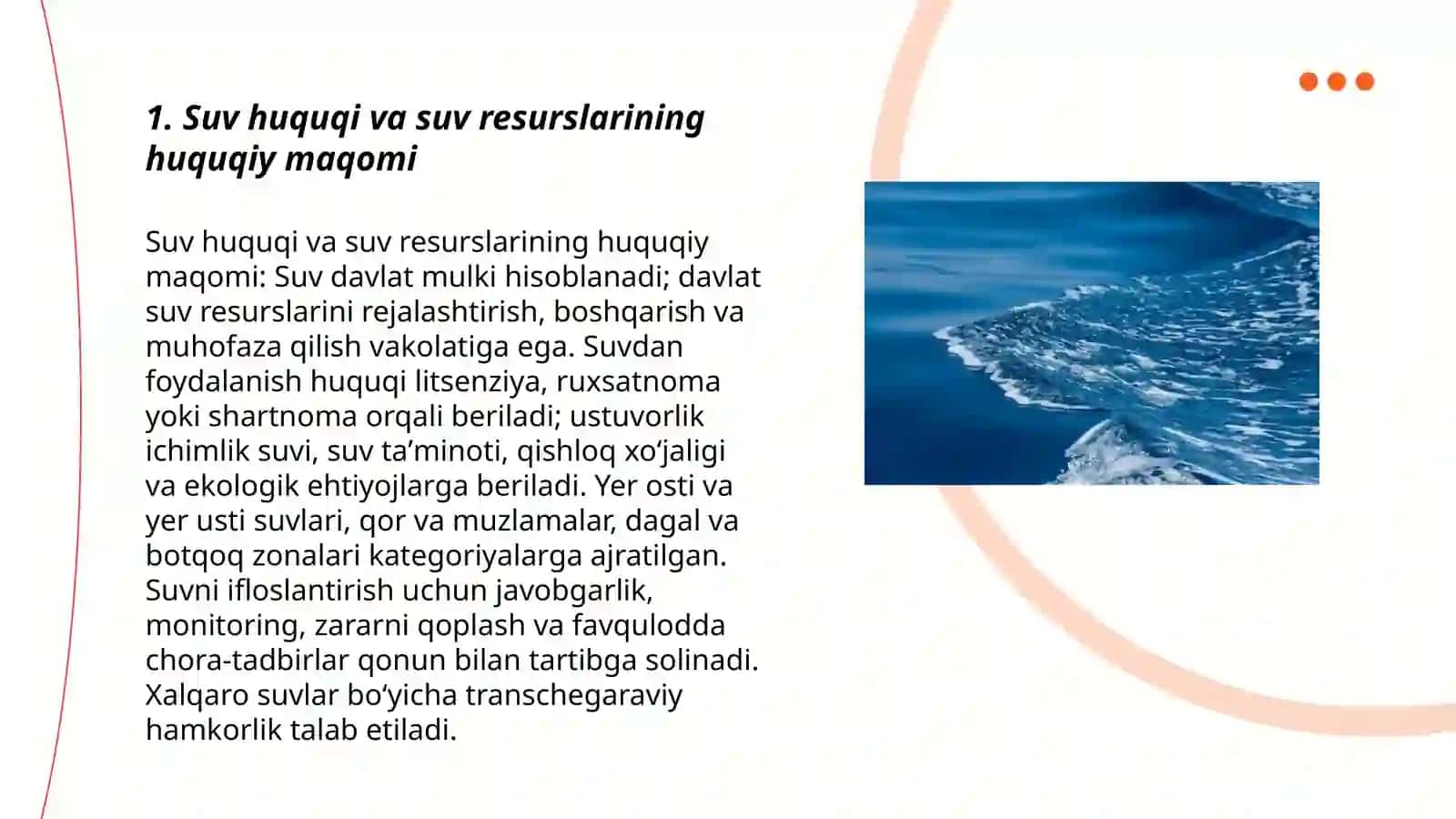 Suvdan foydalanish va muhofaza qilishning huquqiy tartibi mavzusida 3