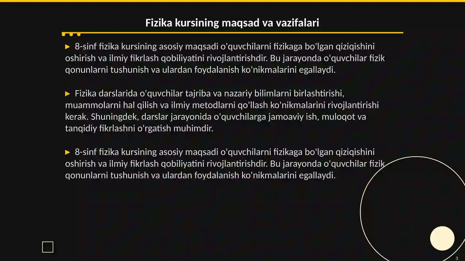 8-sinf fizika kursining tuzilishi va ilmiy metodik tahlili 3