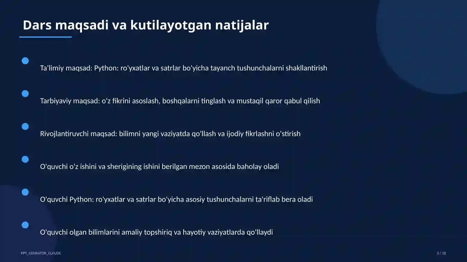 Python: ro'yxatlar va satrlar (9-sinf) 3
