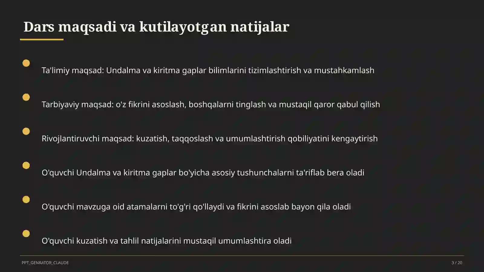 Undalma va kiritma gaplar (8-sinf) 3