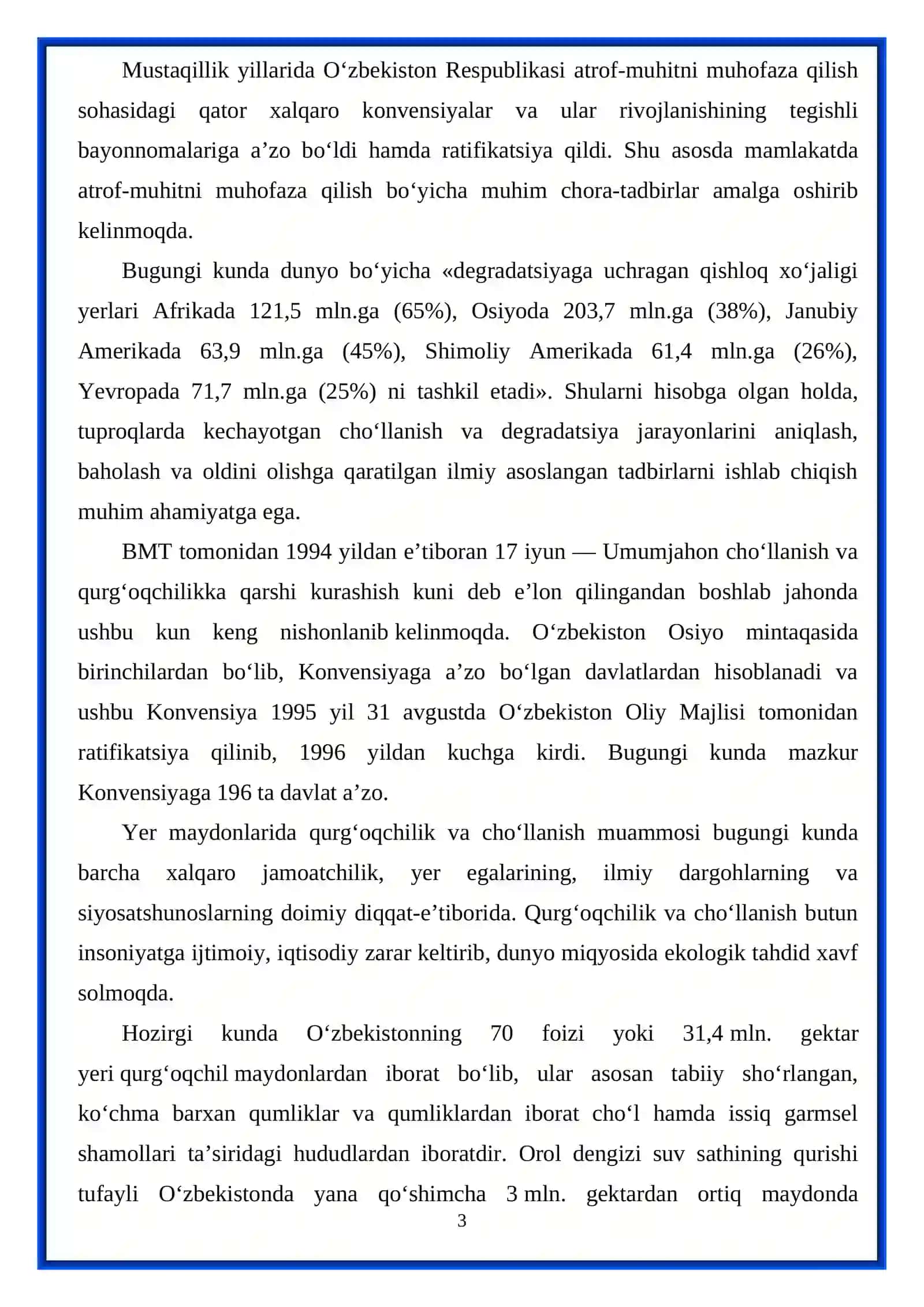 О‘zbekistonda chо‘llashish muammolari va ularni hal etish usullari 3