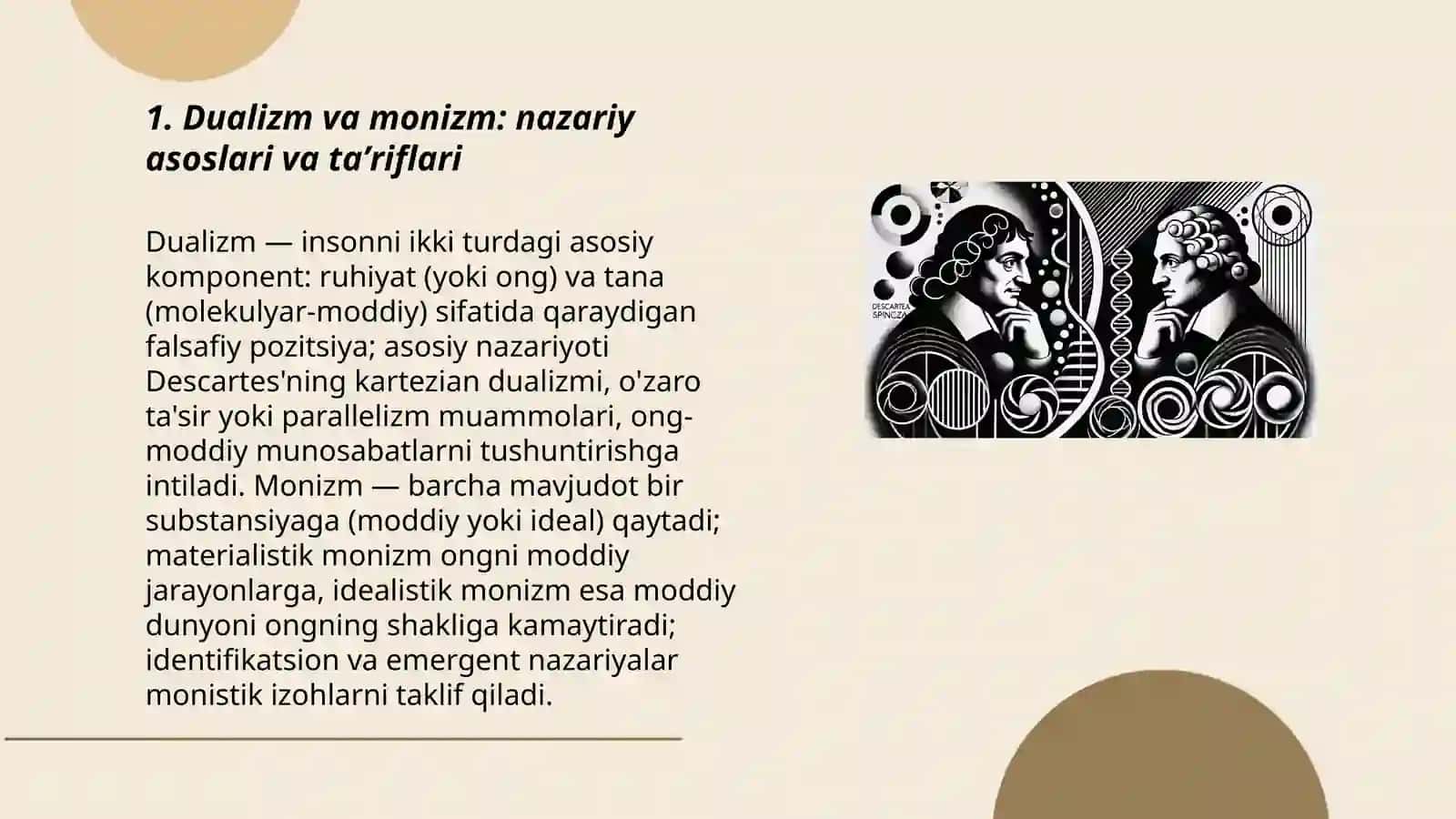 Insonni tushunishga dualizm va monizim nuqtai nazaridan yondashuv 3