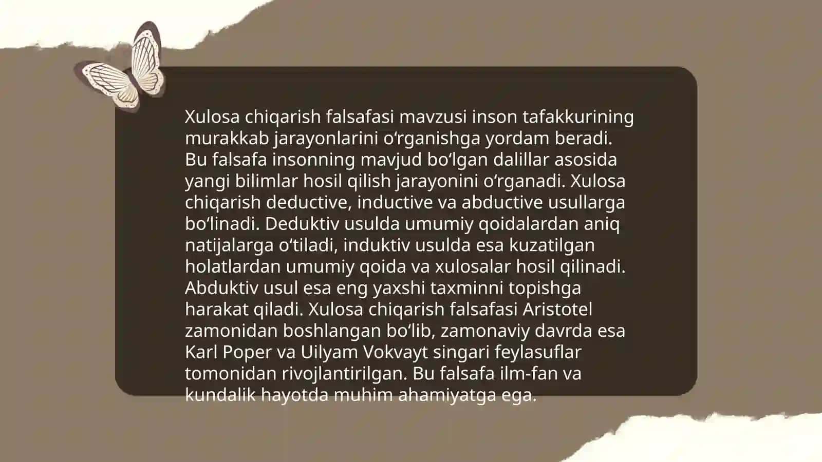 Xulosa chiqarishning umumiy mantiqiy tavsifi 3