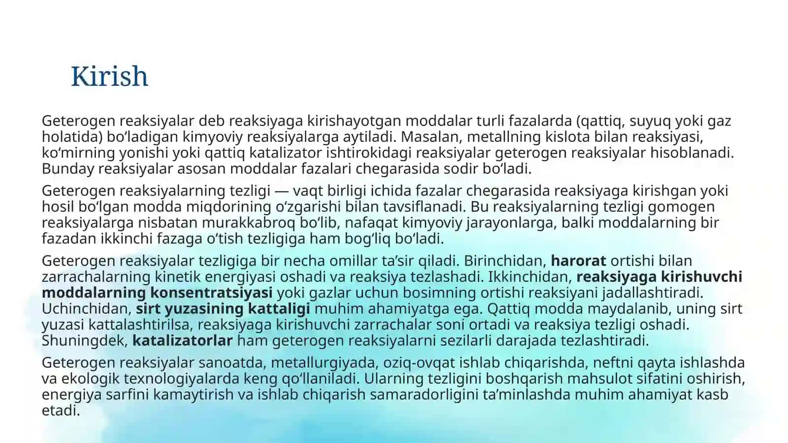 Geterogen reaksiyalarning tezligi. 3