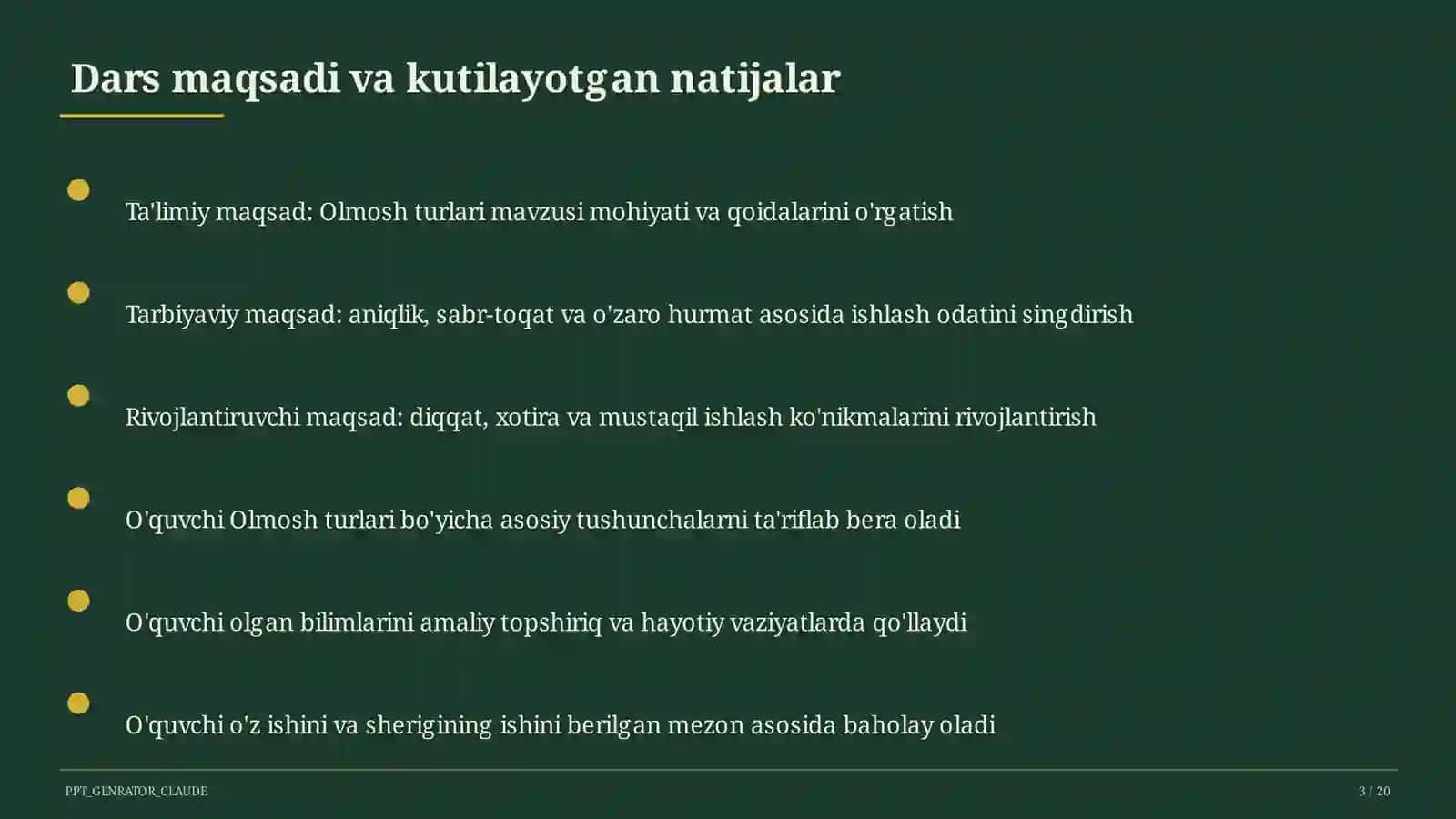 Olmosh turlari (6-sinf) 3