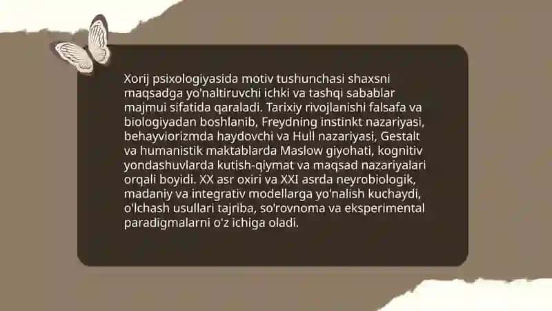 Xorij psixologiyasida motiv va motivatsiya 3