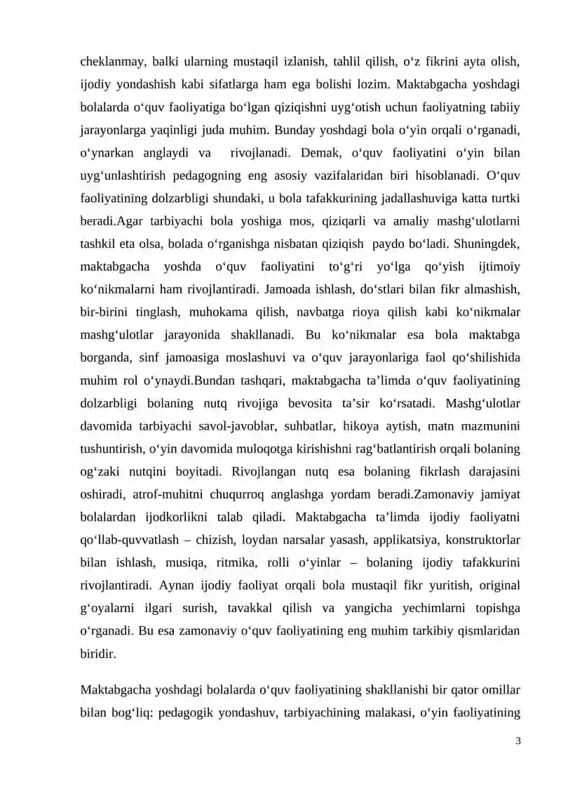 Kurs ishining dolzarbligi.Maktabgacha ta’lim 3