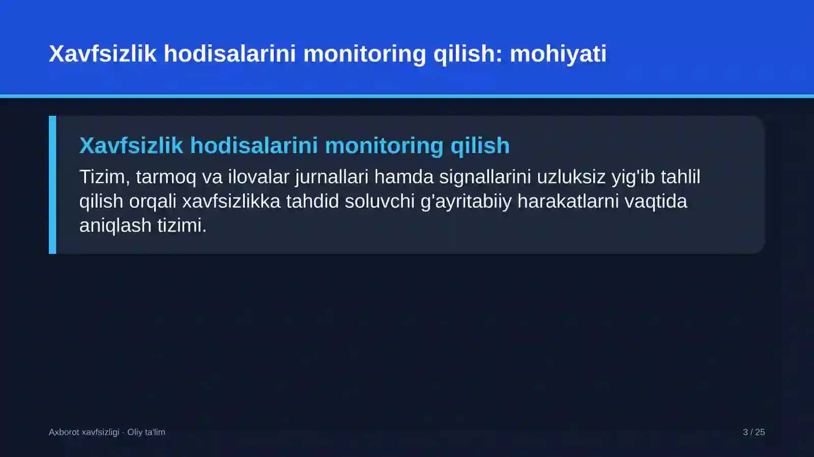 Axborot xavfsizligi · Oliy ta'lim 3