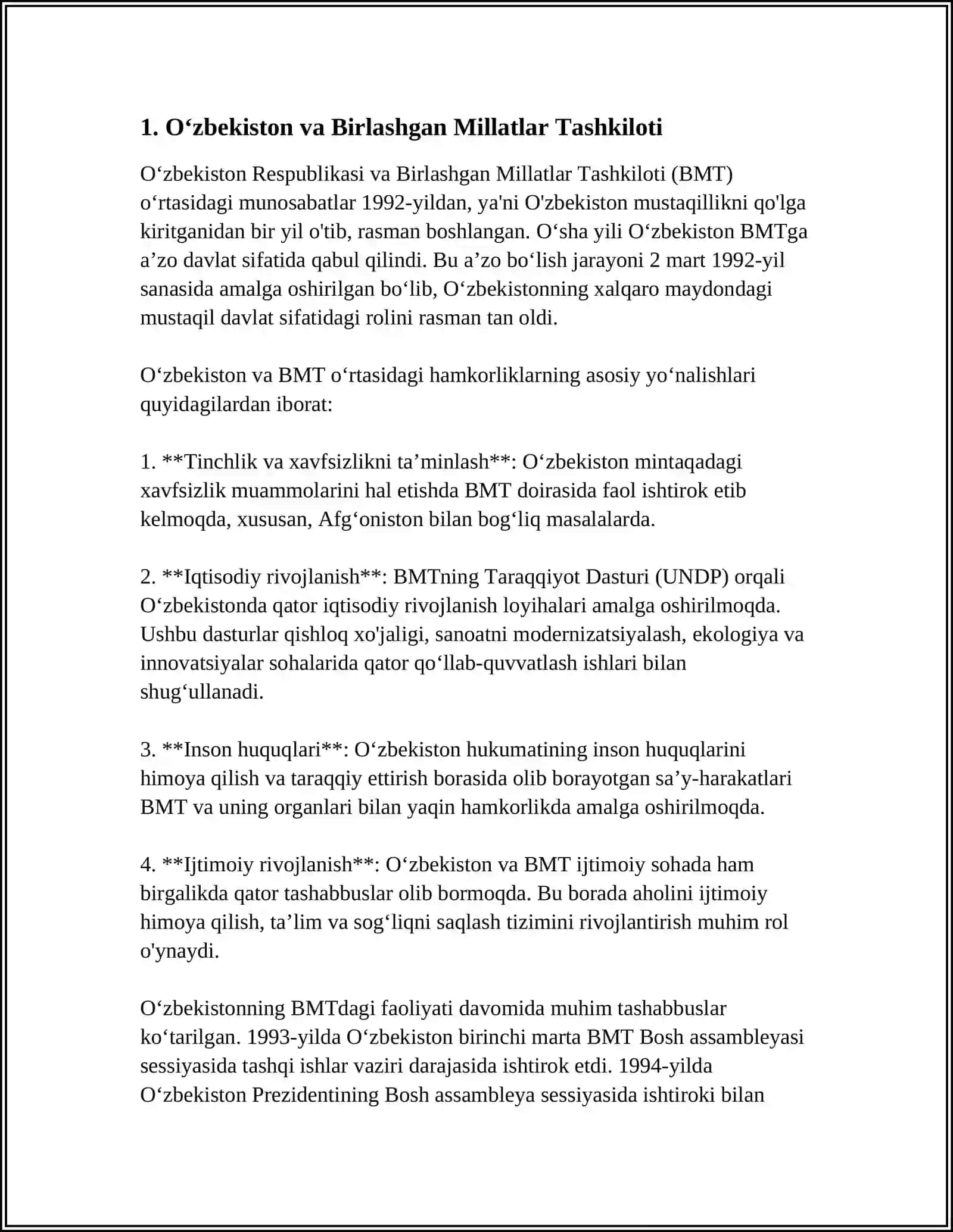 OʻZBEKISTONNING XALQARO TASHKILOTLAR B-N ALOQALARI 3