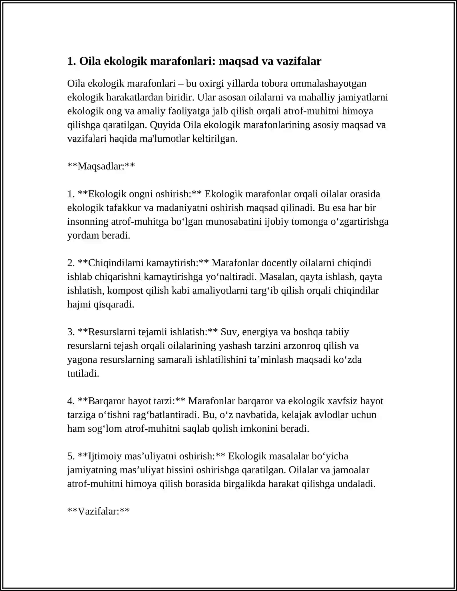 MAKTABGACHA TA'LIM TASHKILOTINING OILA EKOLOGIK MARAFONLARINI TASHKIL ETISH 3