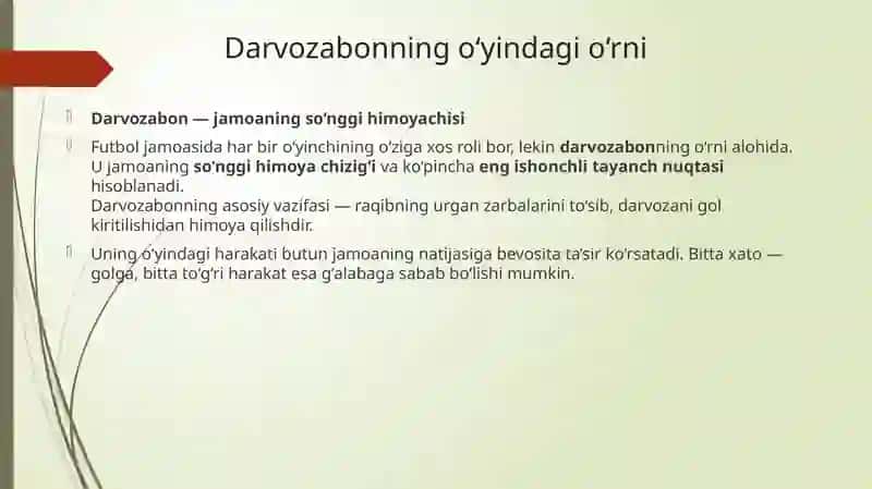 Darvozabon o‘yini texnikasi va taktikasi 3
