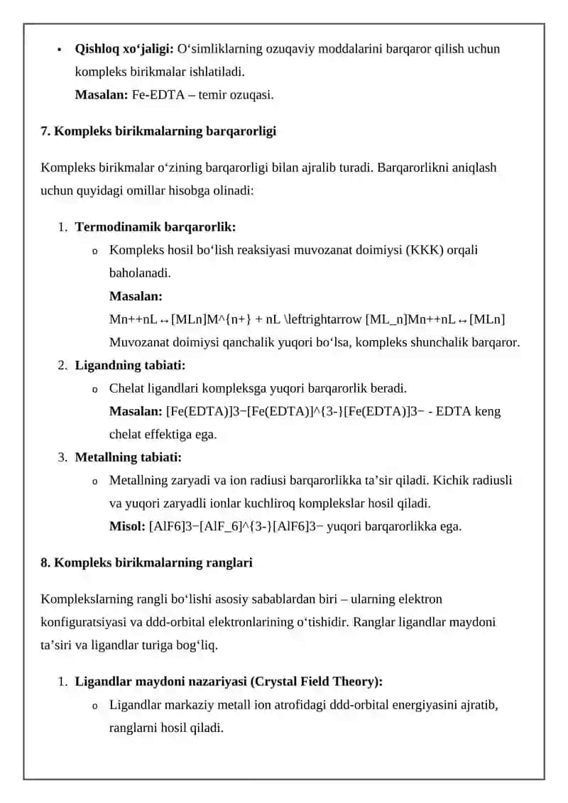 Kompleks birikmalar 3