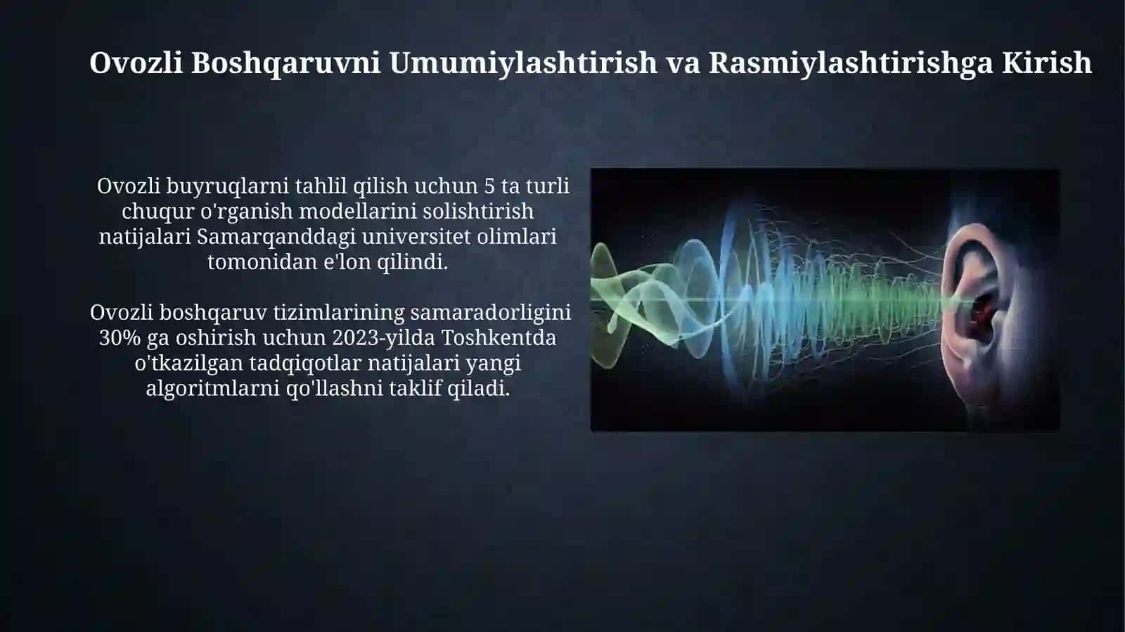 Ovozli Boshqaruvni Umumiylashtirish va Rasmiylashtirishga Kirish 3