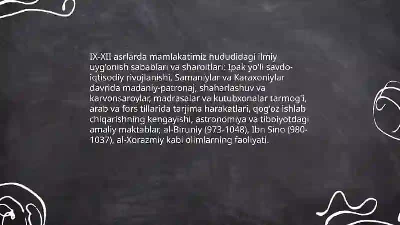 IX-XII asrlarda Mamalakatimiz Hududida Ro'y Bergan Uyg'onish (Renessans) 3