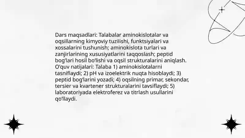 Aminokislotalar va oqsillar ularning xossalari mavzusini oʻqitish metodikasi 3