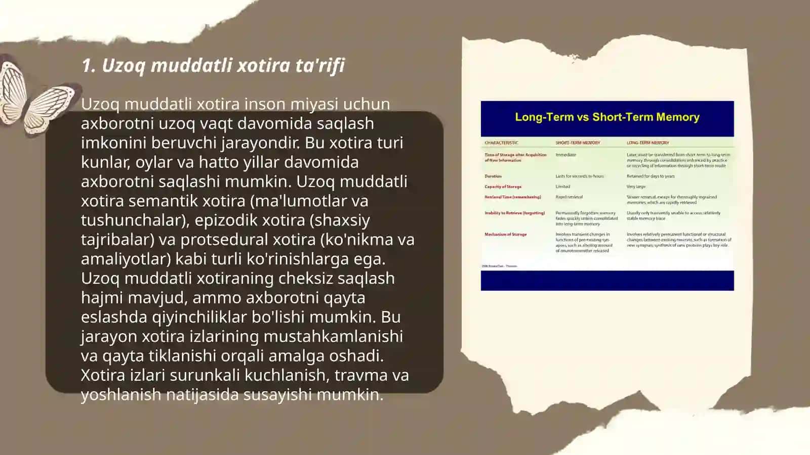 Uzoq va qisqa muddatli xotira 3