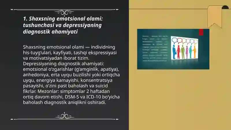 Shaxsning emotsional olami va depressiv holatlarni tashxis etish 3