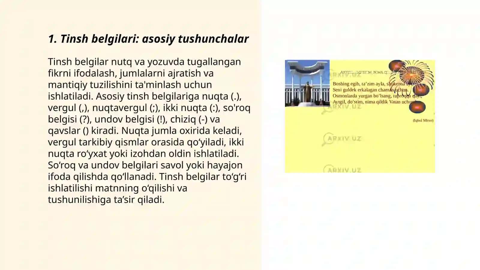 Tinsh belgilari 3