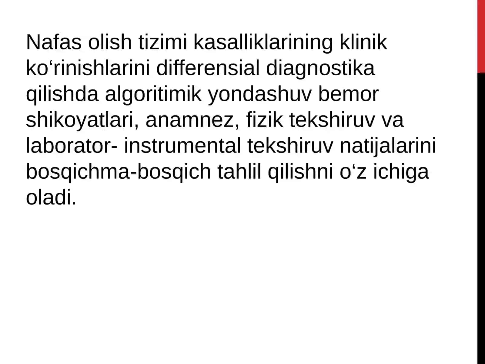 Nafas olish tizimi kasalliklarining klinik ko‘rinishlarini algoritimik yondashuv 3