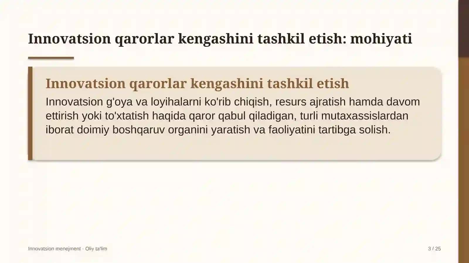 buyurtmaxonalarda innovatsion qarorlar kengashini tashkil etish 5644 3