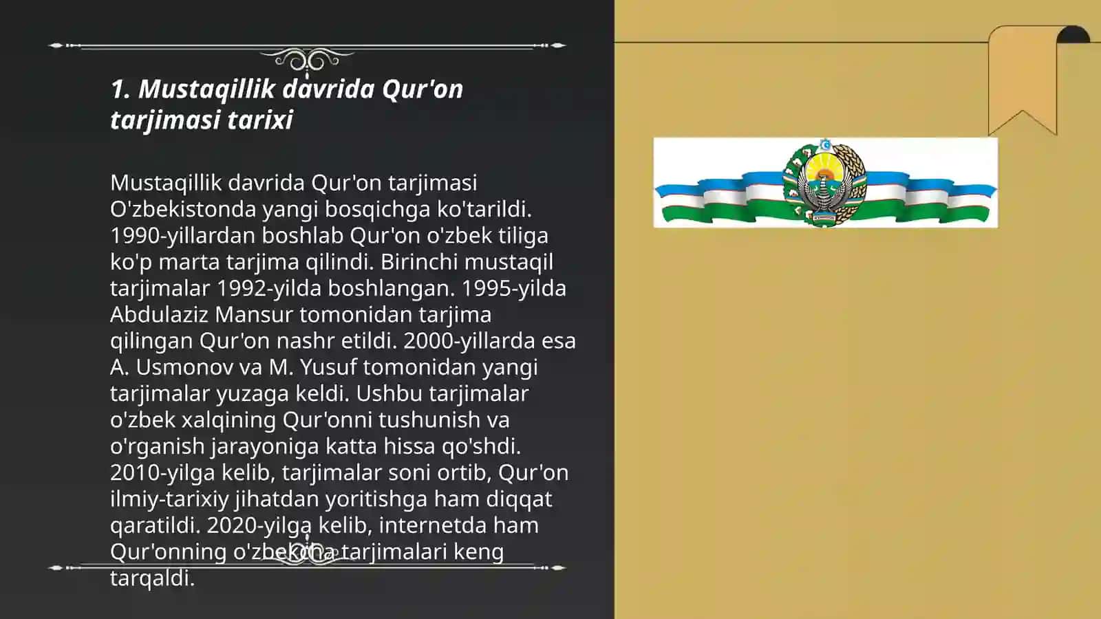 Mustaqillik yillarida Qur'onning o'zbek tiliga tarjima qilinishi va tafsifi 3