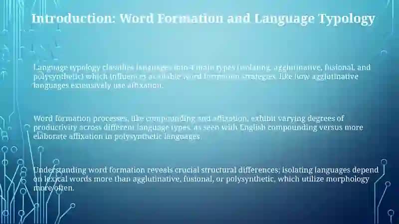 Word Formation Across Language Types: An Overview 3