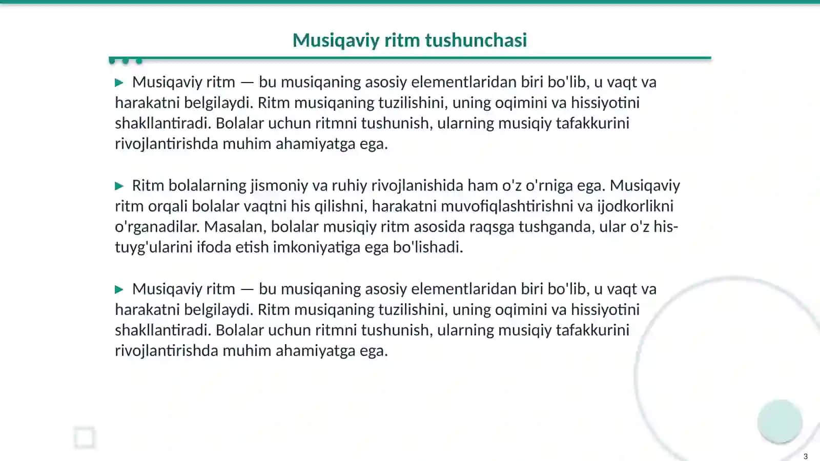 Bolalarni musiqaviy ritmik harakatlarga õrgatish 3