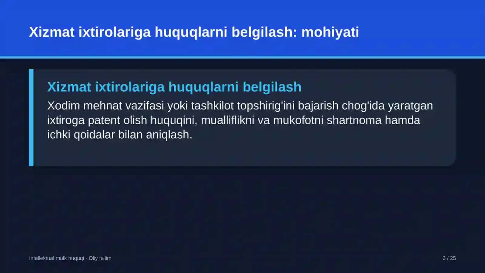 Ko'prik qurilishida xizmat ixtirolariga bo'lgan huquqlarni belgilash 3
