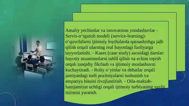 O’quvchilаrni muvоffаqiyatgа erishishdа ijtimоiy lоyihаlаshtirish o’rni. Tа’lim jаrаyonini tаkоmillаshtirishdа virutаl tа’lim tехnоlоgiyalаrining аhаmiyati 3