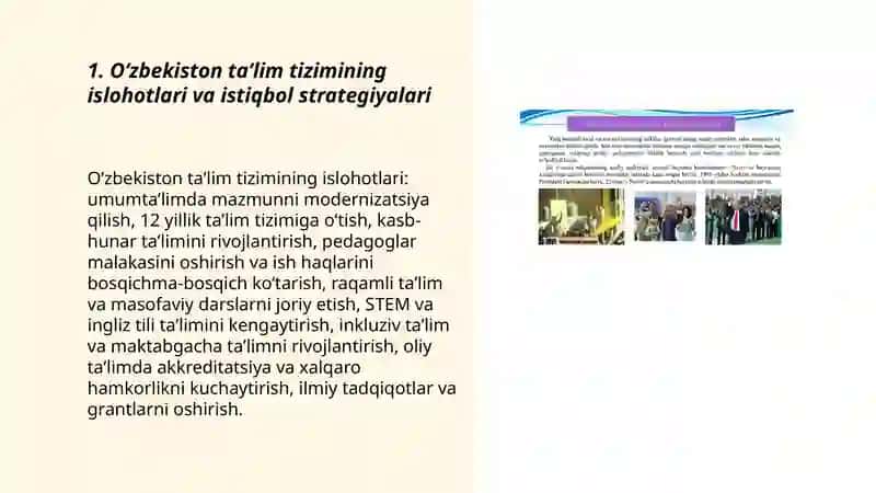 Oʻzbekiston Respublikasida taʼlim sohasi rivoji va istiqbol imkoniyatlar 3
