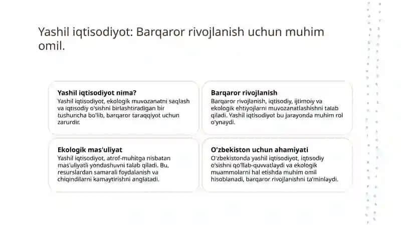 Yashil iqtisodiyot va o'sishning ahamiyati 3