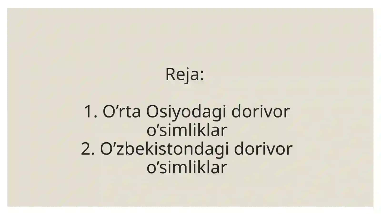 Dorivor O'simliklar Fanidagi Taqdimot 3