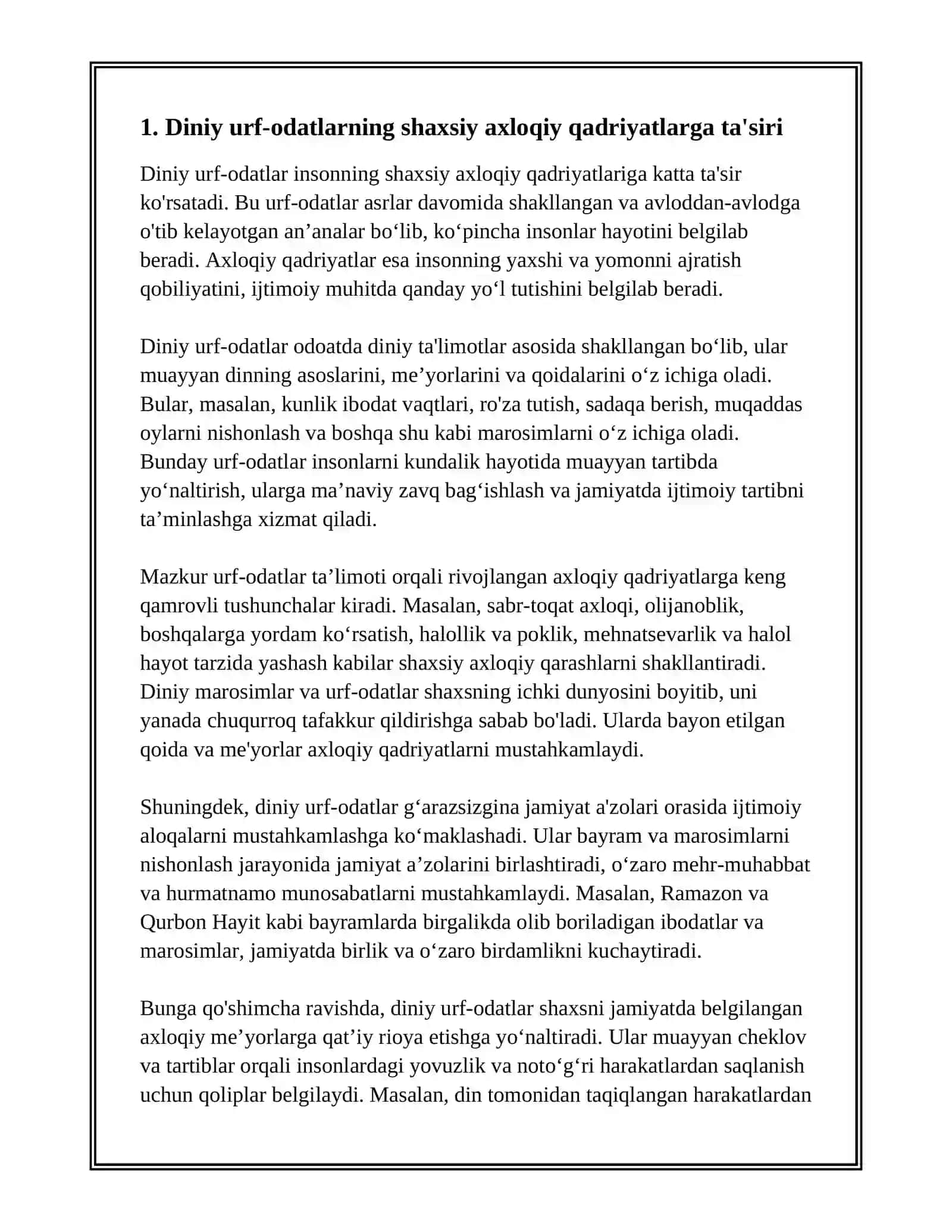 DINIY URF ODATLARNING SHAXSIY DUNYO QARASHI VA TAFAKKURIGA TASIRI 3