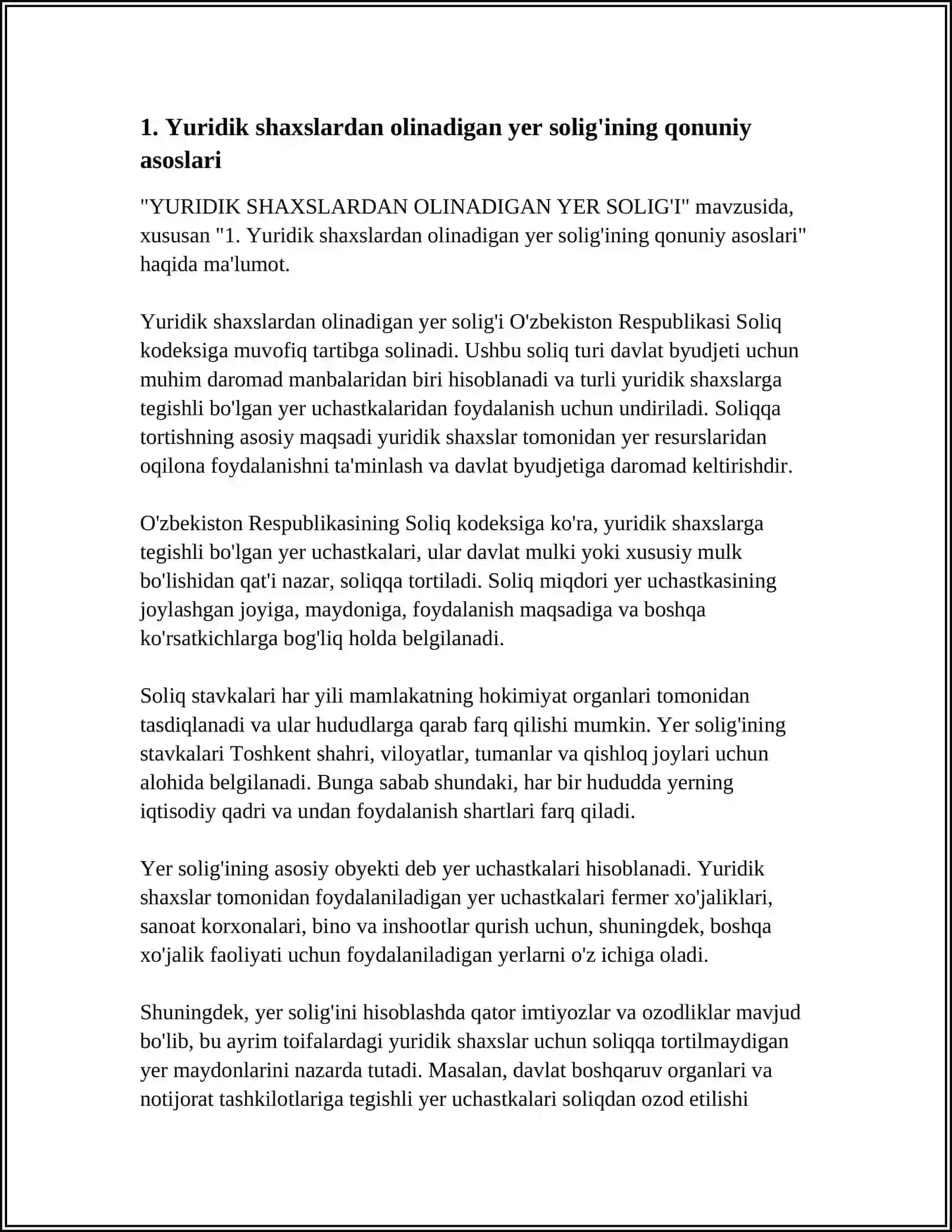YURIDIK SHAXSLARDAN OLINADIGAN YER SOLIG'I 3