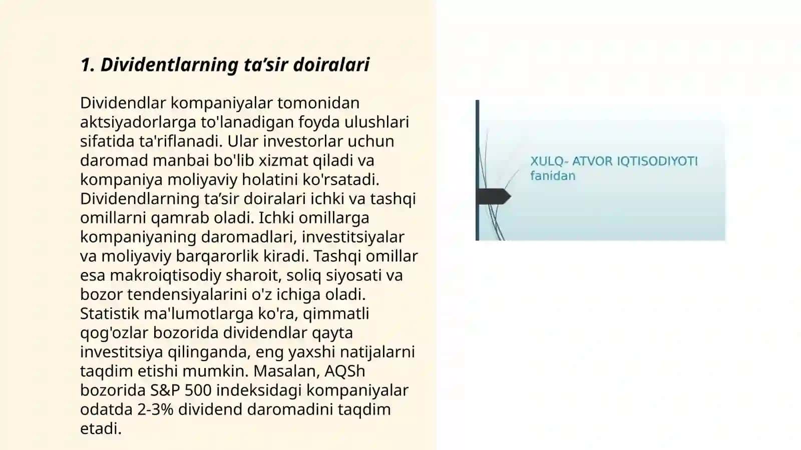 Dividentlarning xulq atvor nazaryas 3